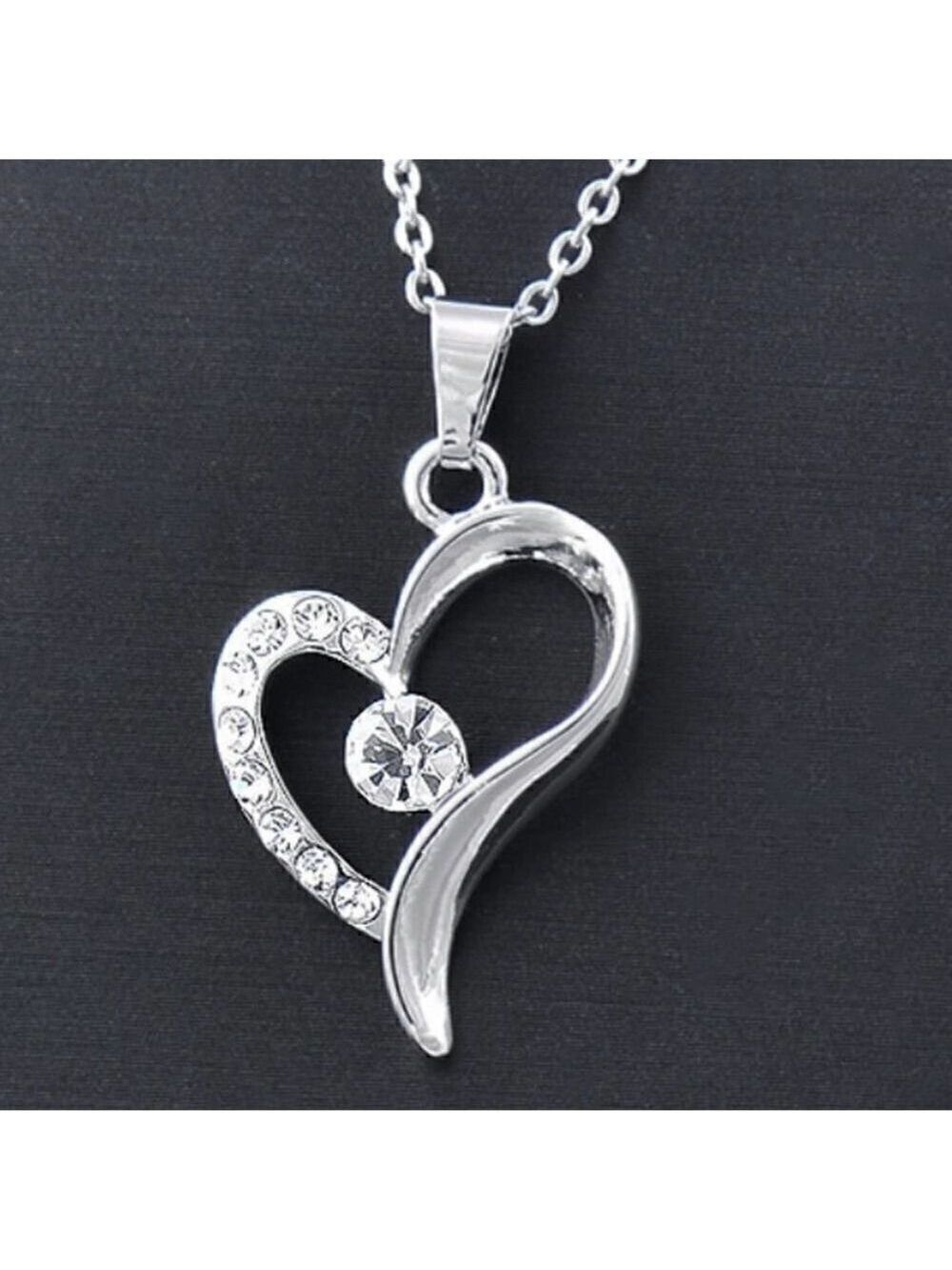 Simple Style Heart Shaped Chain and Pendant in Titanium Inlay Rhinestone…